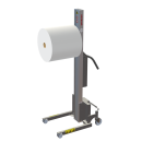 Press a button to position the boom at the same height as the boom of your packing machine.

Push the reel over onto the packing machine’s boom and presto: your production process is up and running again!