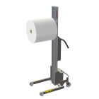 Press a button to position the boom at the same height as the boom of your packing machine.

Push the reel over onto the packing machine’s boom and presto: your production process is up and running again!