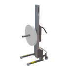 Press a button and position the boom next to the boom of your packing machine.

Push the reel over onto the packing machine’s boom and presto: your production process is up and running again!
